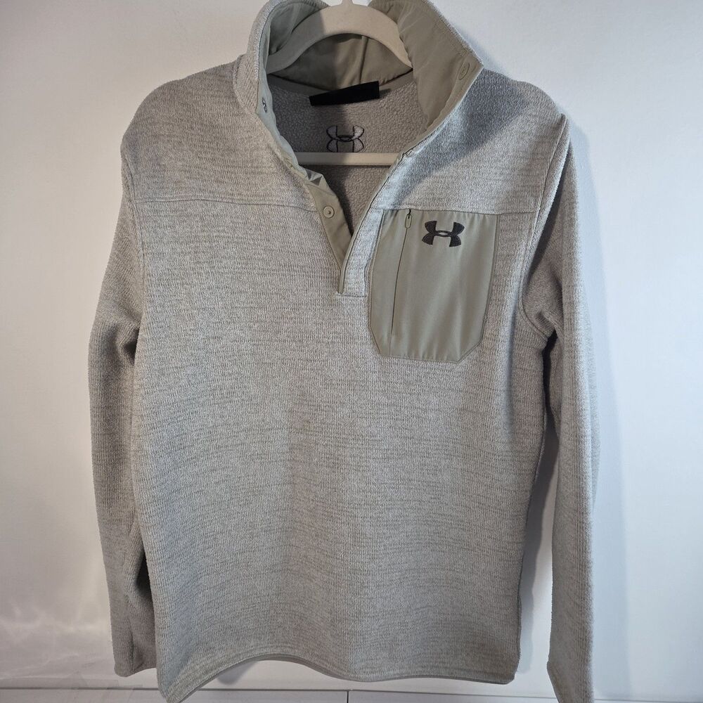 Under Armour Coldgear Henley Specialist Grid Fleece Sweater sz Small S Mens